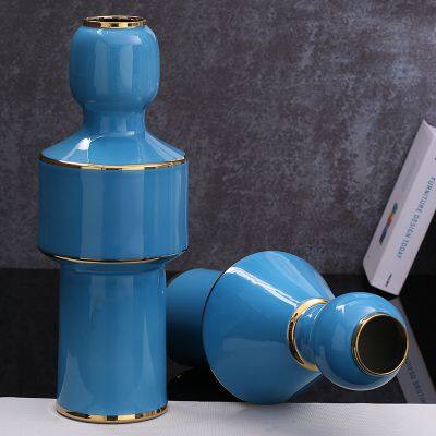 Blue Human Child Boy And Girl Shape Gild Creative Ceramic Decoration Art Craft For Home photo-2