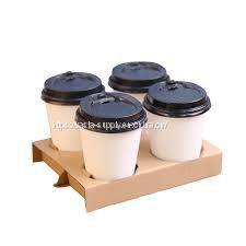 Eco friendly cardboard paper coffee cup carrier takeaway packaging