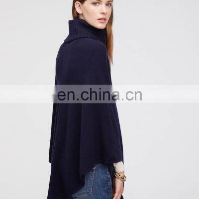 Turtleneck Cashmere Poncho 100% Cashmere Poncho Pullover Wrap photo-2