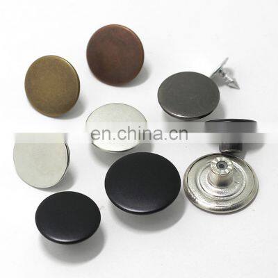 Custom brand flat blank metal shank brass button for jeans