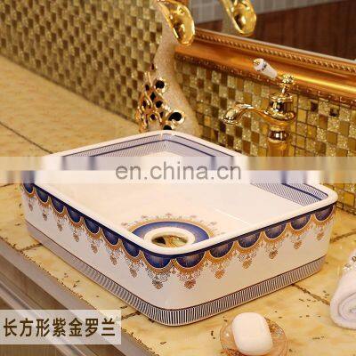 Luxury Modern Rectangular European Style Porcelain Ceramic Basin for Hand Washing photo-2