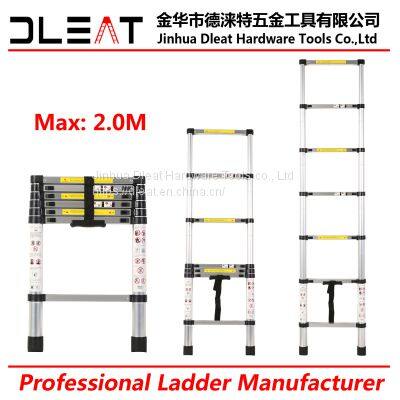 Dleat 2.0m Single Aluminum Telescopic Ladder With EN131