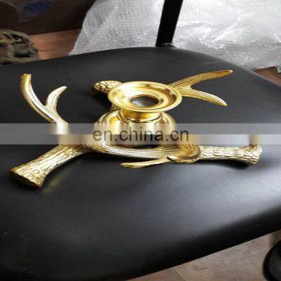 gold plated deer horn candle holder for decor