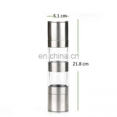 Stainless Steel With Adjustable Ceramic Grinding Mechanism Clear Acrylic Body Salt And Pepper Grinder photo-5