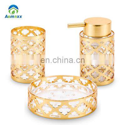 Блестящий лак, роскошная серебряно-золотая мыльница, пластиковый хромированный набор для ванной комнаты, ванная принадлежность photo-4