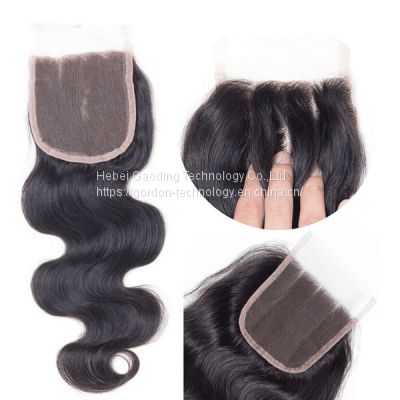 Natrual Color Body Wave 4x4 Medium Brown Lace Human Hair Closure