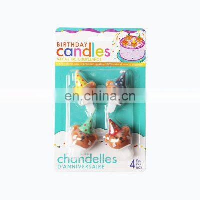 4Pcs/Pack Birthday Cake Candle Cute Hat Mini Bear Decoration Candle For Kid's Birthday Party Creative Scented Candle