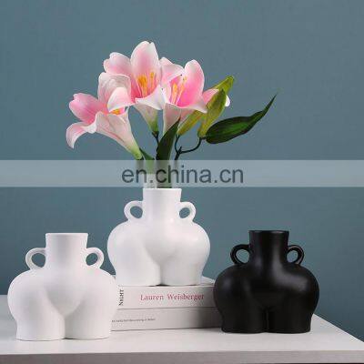Drop Shipping Nordic Creative Design Model Mini Vase Home Decorative Abstract Handmade Body Base Art Ceramic Flower Vase photo-2