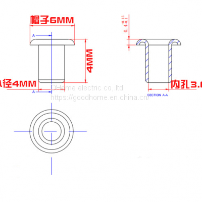 Hollow Rivet Manufacturers Stock Straight Pipe Hole Round Head Double Pass Copper Hollow Corns 4*4*6 Brass Corns Rivet（Wechat:13510231336） photo-2