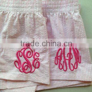 Monogrammed Seersucker Pajama Shorts