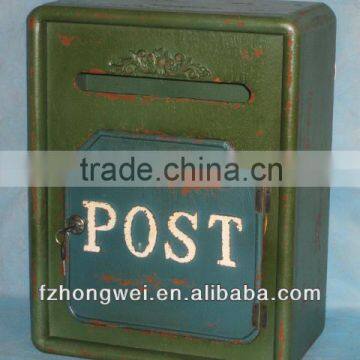 Hongwei Handmade Antique Vintage Green Wooden Mailbox/Letter Box/Post Box for Home&Garden Decor,Wall Mounted,High Quality