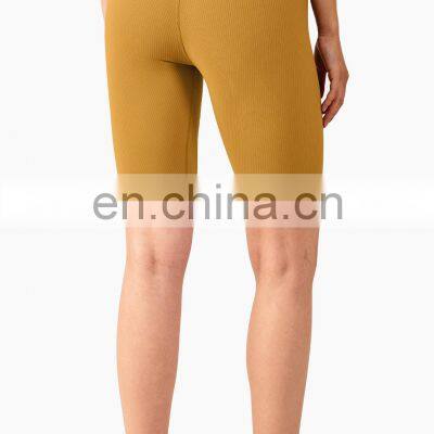 OEM Supplier Ribbed Biker Shorts Crotchless Women Cycling Short Pants Workout Exercise Gym Wear Yoga Clothing photo-4