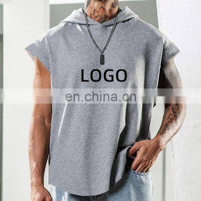 Solid Men's Sleeveless Hoodie T-Shirt Casual Sports Fitness Muscle Bodybuilding Training Wear Workout Athletic Gym Vest