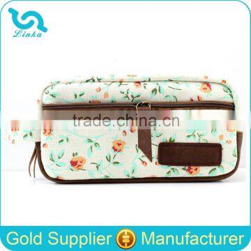 High Quality Fresh Rosy Print Canvas Pencil Pouch For College