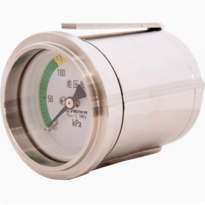 Double bourden tubes 250Kpa differential pressure gauge axial connection all stainless steel embedded differential pressure gauge 63mm