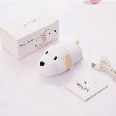 Drop Shipping Dog Night Light Silicone LED Lamp Colorful Rabbit Shaped Touch Sensor USB Charging Silicon For Kids Gift Sleeping photo-6