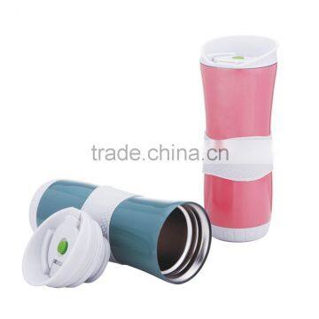 Mirror Finish Stainless Steel Vacuum Mug With Silicon Band photo-2