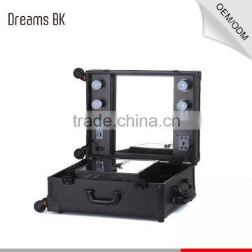 Fashion Aluminum Portable Cosmetic Case ,rolling Makeup Case With Lights photo-4