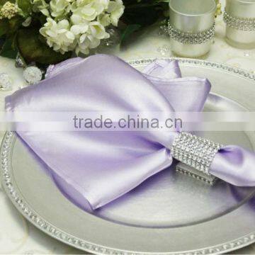 Hot sale, Polyester satin napkin with ring for wedding, lavender color