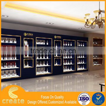 Good showcse for commercial shop decoration,wine rack cabinet mdf wine display showcase for store