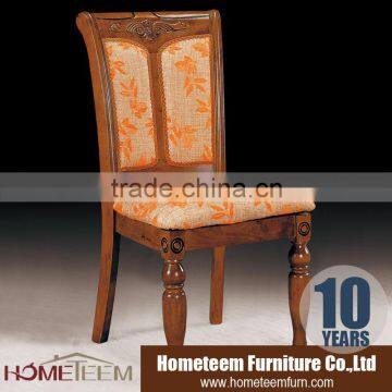 Solid wood hand shaped fabric dining chair