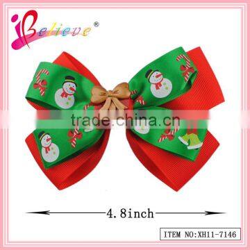 Global hot selling hair accessories factory wholesale nice christmas ribbon bow hair clip for kids (XH11-7146)