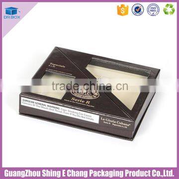 Luxury creative design paperboard cigar packaging box with window/cigar box with insert holder