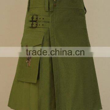 Men's Oliver Green Utility Fashion Kilt Made Of Fine Quality Brushed Cotton Cloth