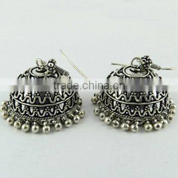Oxidized Jhumka Rava Work 925 Sterling Silver Earring, Fine Silver Jewelry, Silver Jewelry Manufactures photo-2