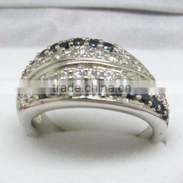 Irregular Shape Pave Setting Swiss CZ stone Silver Men's Ring