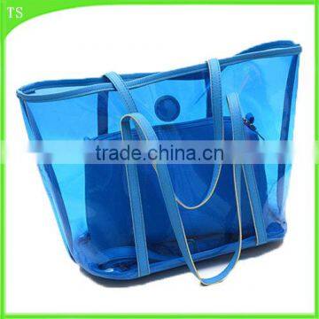 Jelly Color PU and PVC Handbags With inner bag tote bag in bag