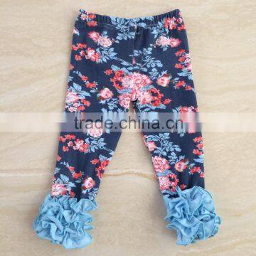 2016 Hot Design sew sassy floral printed icing ruffle pant girls icing capris                        
                                                Quality Choice