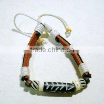 Bone Beads Leather Bracelet