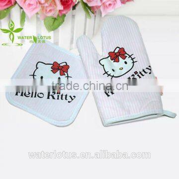 personalized kitchen tool sets 100% cotton hello kitty oven mitt and oven square mat