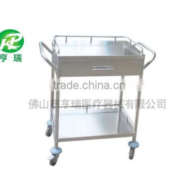 Stainless steel medical surgical operating instrument trolley two shelves