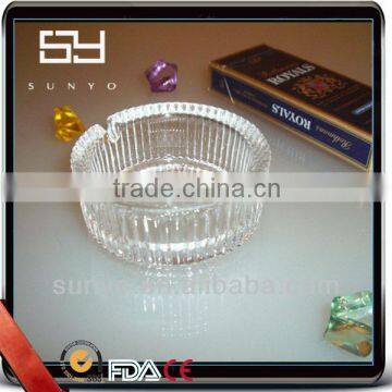 Hot Sale Mouth Blown Customized Clear Glass Ashtray with Engaved
