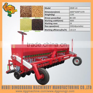 2016 security farm tractor mounted 24 row soybean green mung seed seeder with double disc