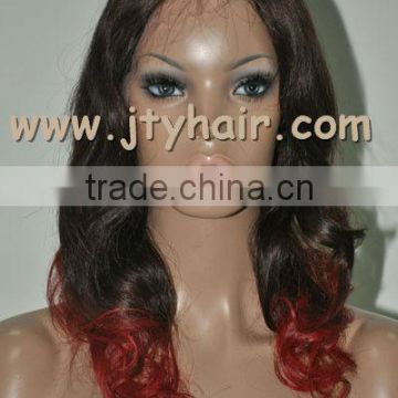 Hot Beauty Colored Two Tone, 20" Ombre #1#118 Loose Wave, Soft Peruvian hair Lace Front Wig