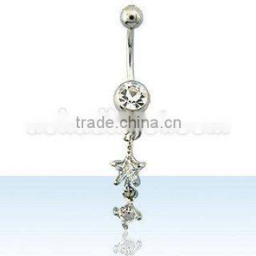 star and square dangling navel ring