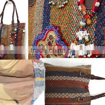 Tribal banjara handbag leather handle handbag vintage banjara handbag