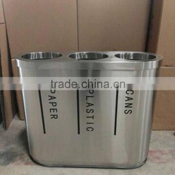 stainless steel waste basket,3 bin trash can