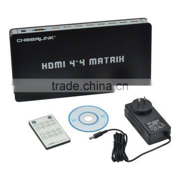 HDMI Matrix 4-In 4-Out Full HD 1080P HDMI V1.3 w/ IR Remote Control - Black