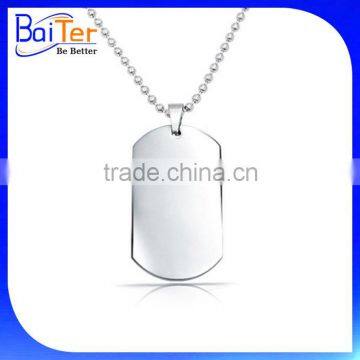 Custom Made Metal Rectangle Dog Tag/Engraved Blank Personalized Stainless Steel Rectangle Dog Tag Necklace