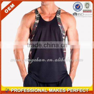 Men's Fitness Two Tone Dri Fit Poly Stringer Tank Top(YCT-C0322)