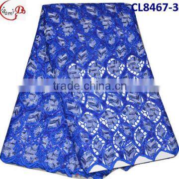 CL8467-3 new coming high quality royal blue organza lace soft material new design nice pattern for making parry dress