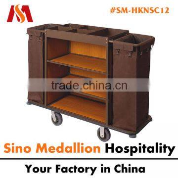 5 Star Hotel Resorts Guest Room Housekeeping Service Trolley with Wooden Box