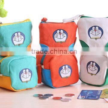 Promotion DingDan cat canvas square coin corter purse with high quality