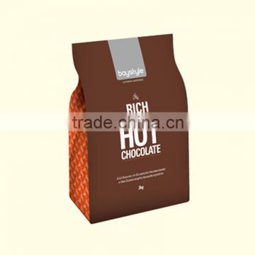 ziplock quad seal box pouch flat bottom side gusset food grade market promotion plastic chocolate beans packaging bag