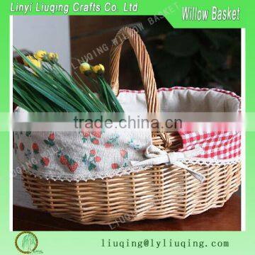 Wholesale woven willow food picnic basket for children