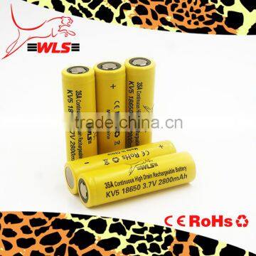 High Quality Original wls 18650 Li-ion Battery 2800mah,wls 2800mah Li ion Battery, Rechargeable 2800mah wls kv5